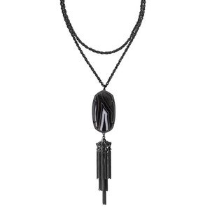 Kendra Scott Black Banded Agate Rayne Necklace